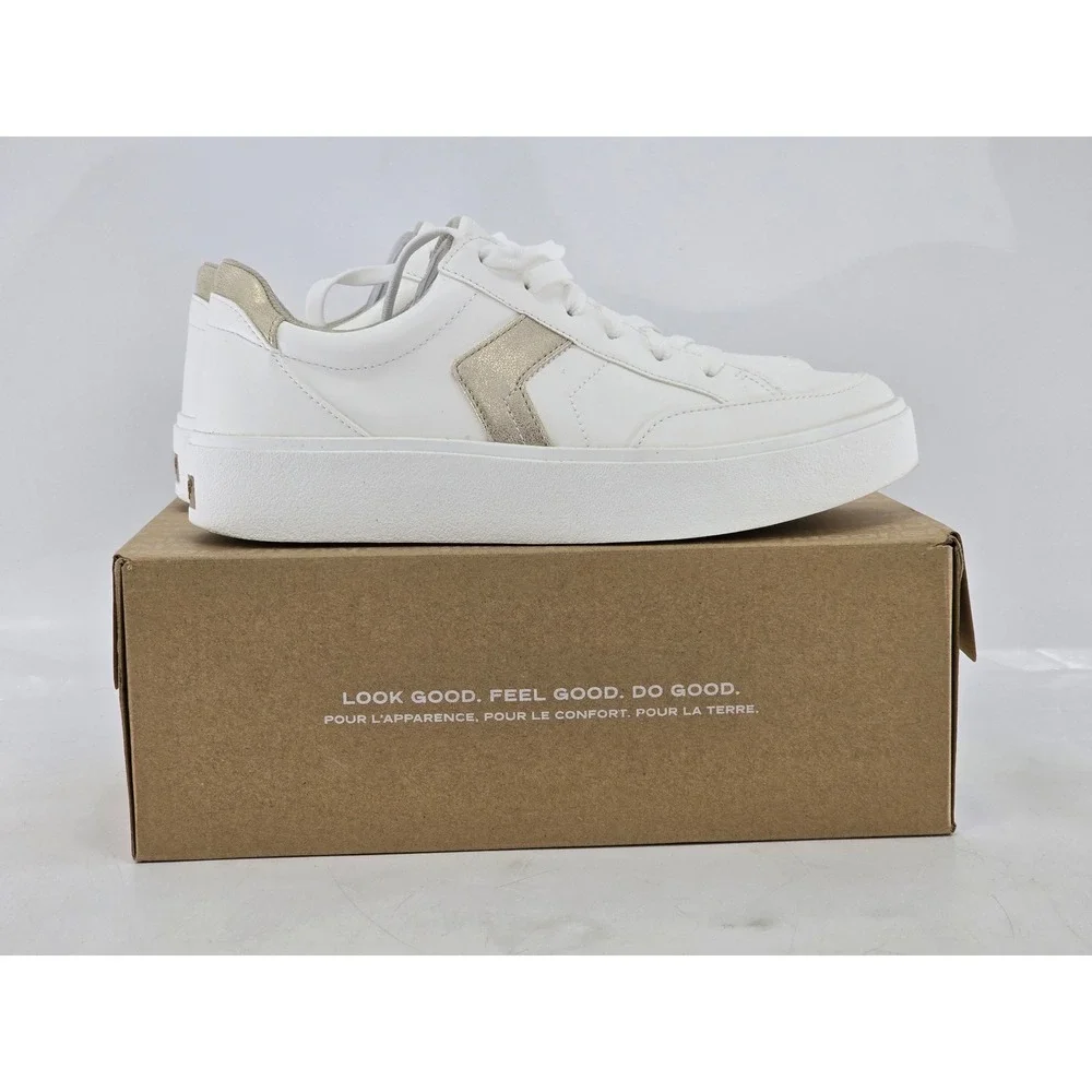 Dr. Scholls Madison Lace Sneaker Womens 9.5 White Gold Platform - Excellent